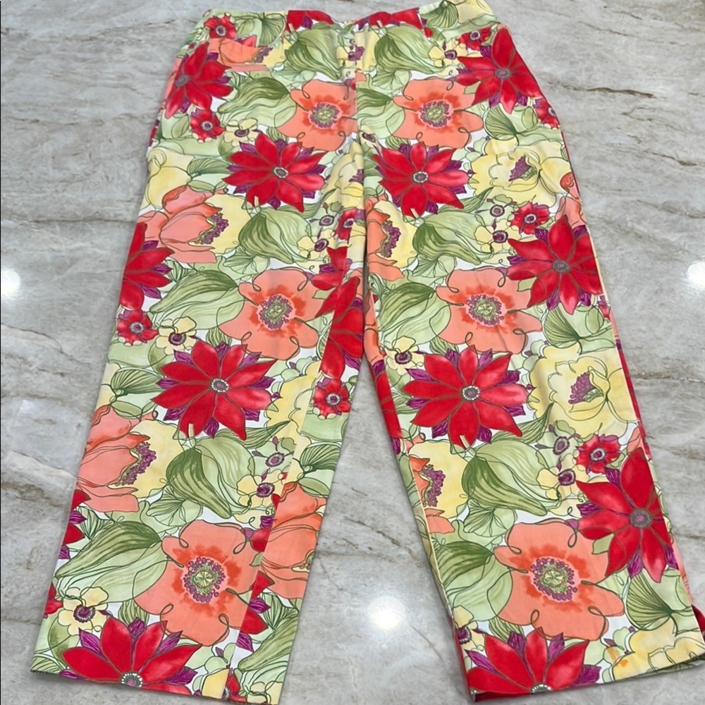 Talbots | Cotton Floral Culottes | Yellow,‎ Green & Orange | Size 6